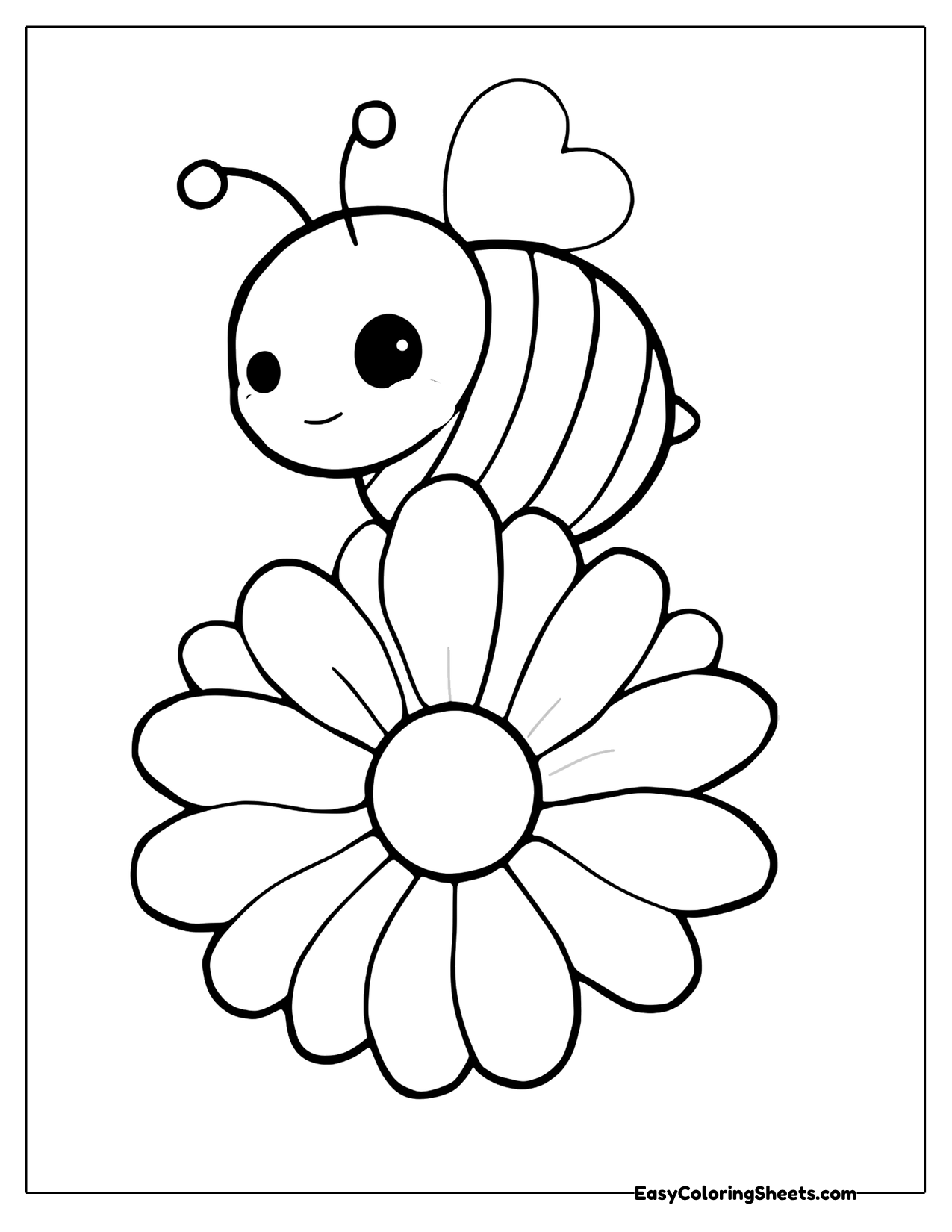 Bee resting on a big flower with a heart