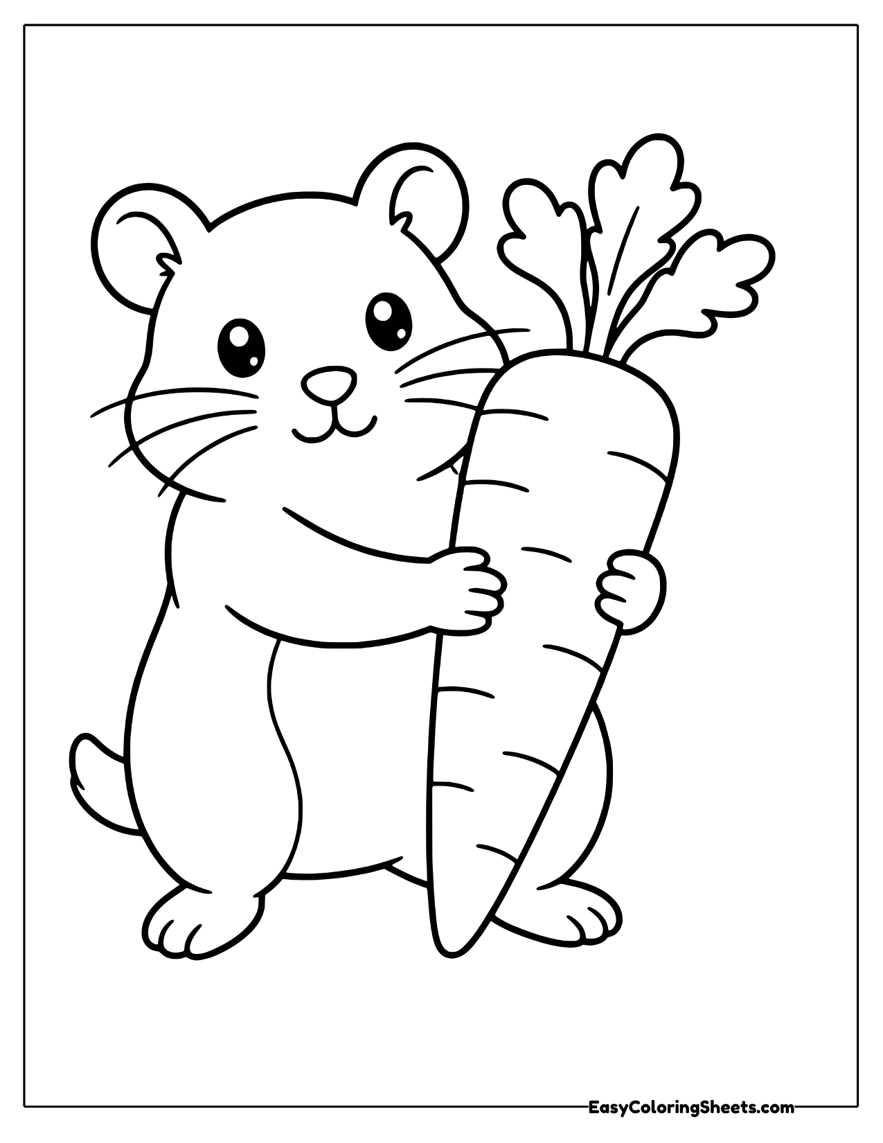 Hamster hugging a carrot taller than itself