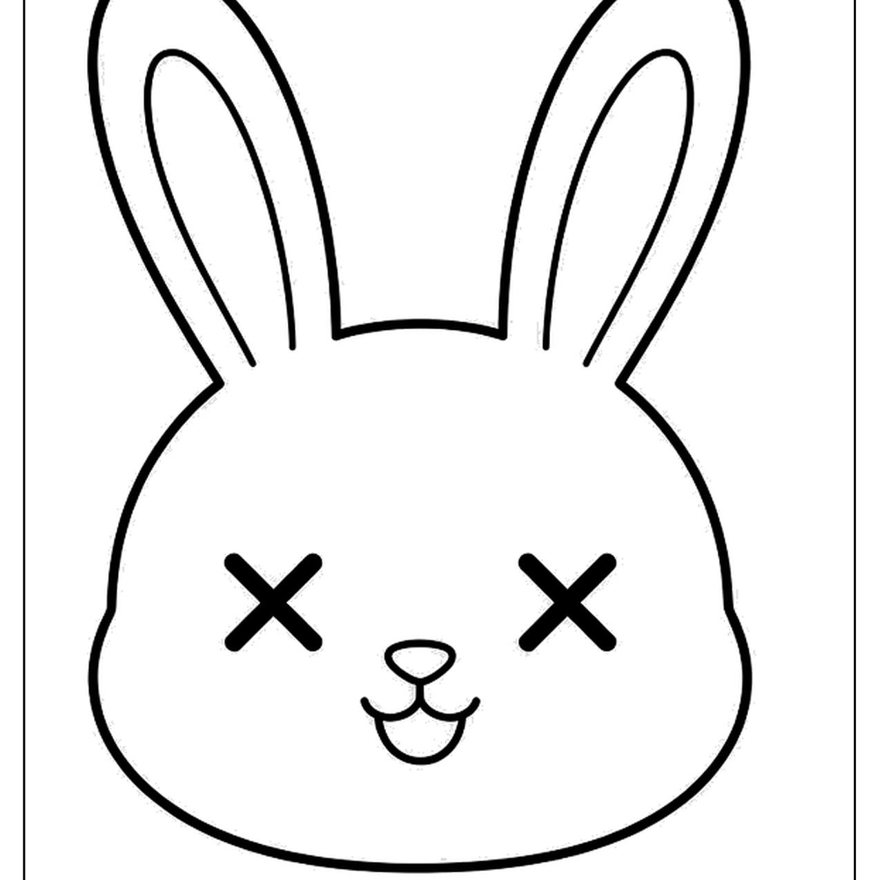 Bunny face with big ears and x-shaped eyes