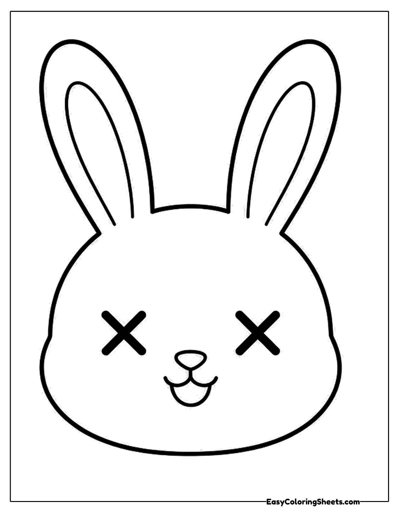 Bunny face with big ears and x-shaped eyes