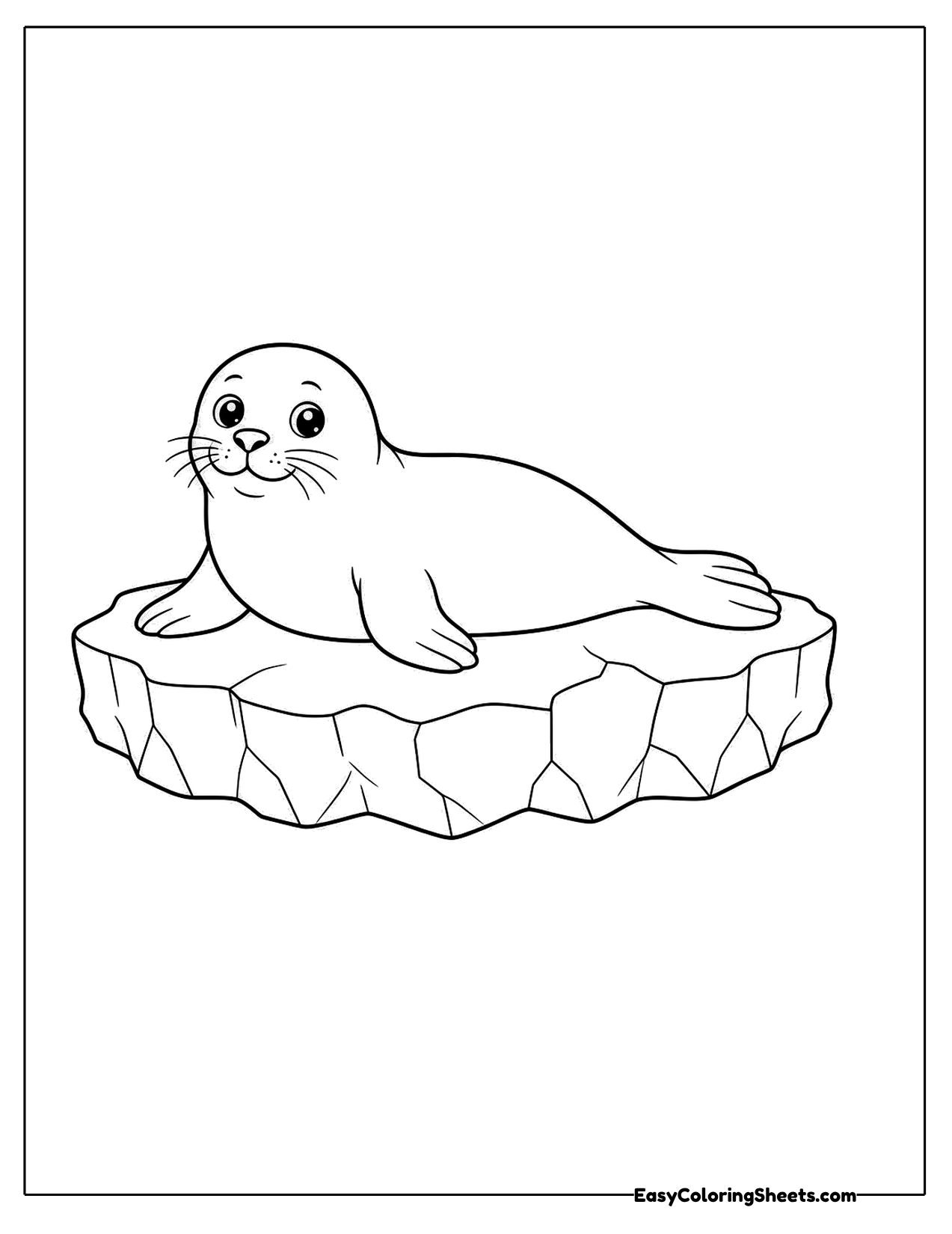 Small seal lounging on a floating block of ice