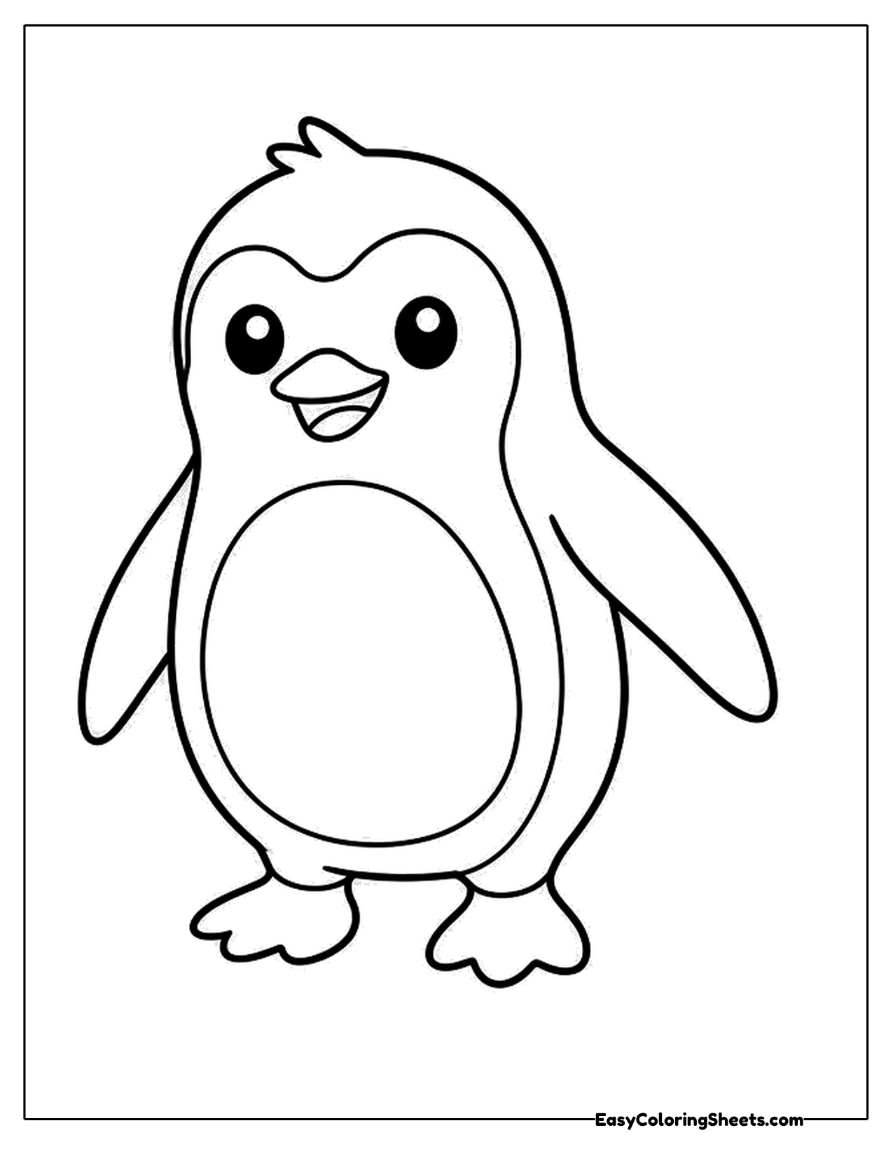 Tall cartoon penguin with flippers out