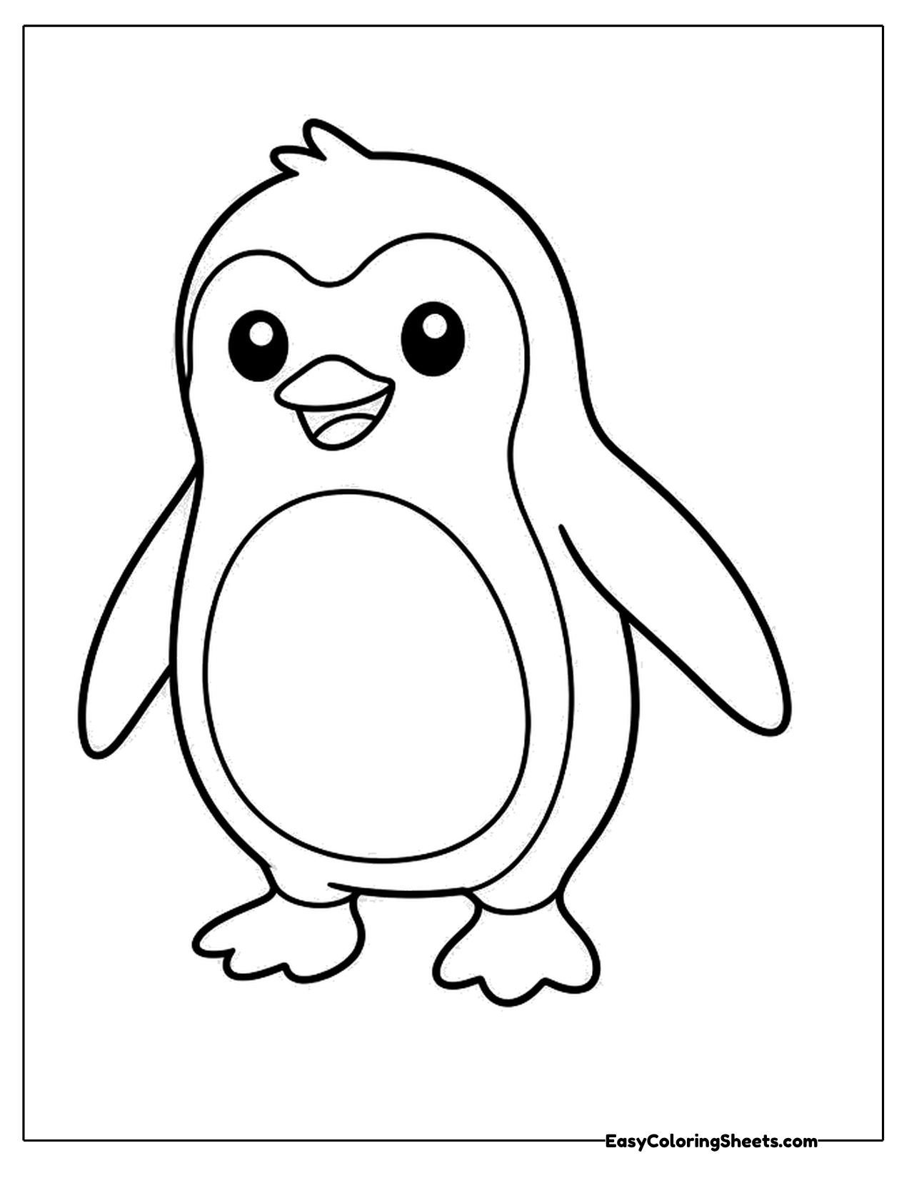Tall cartoon penguin with flippers out