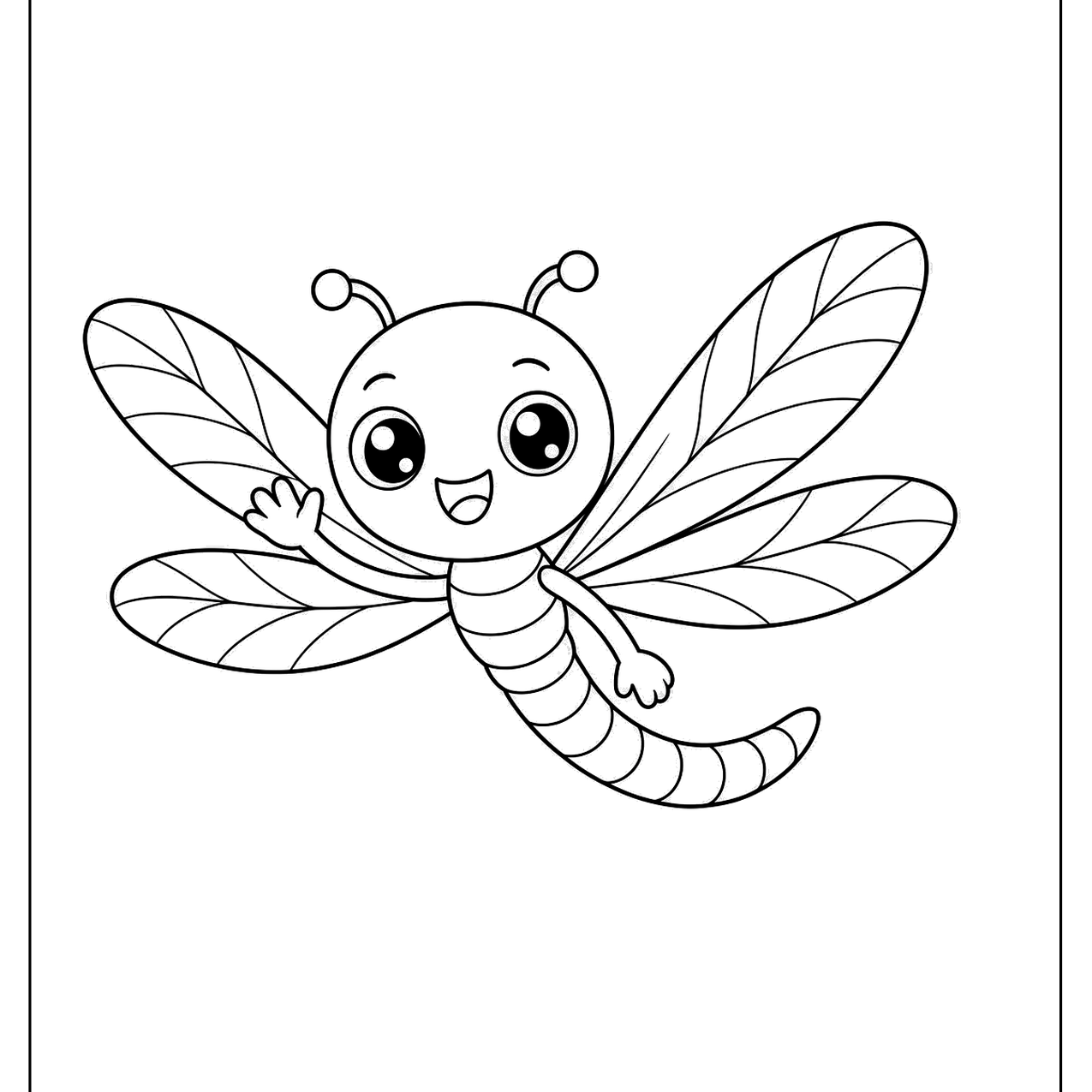 Cute dragonfly character with a smile