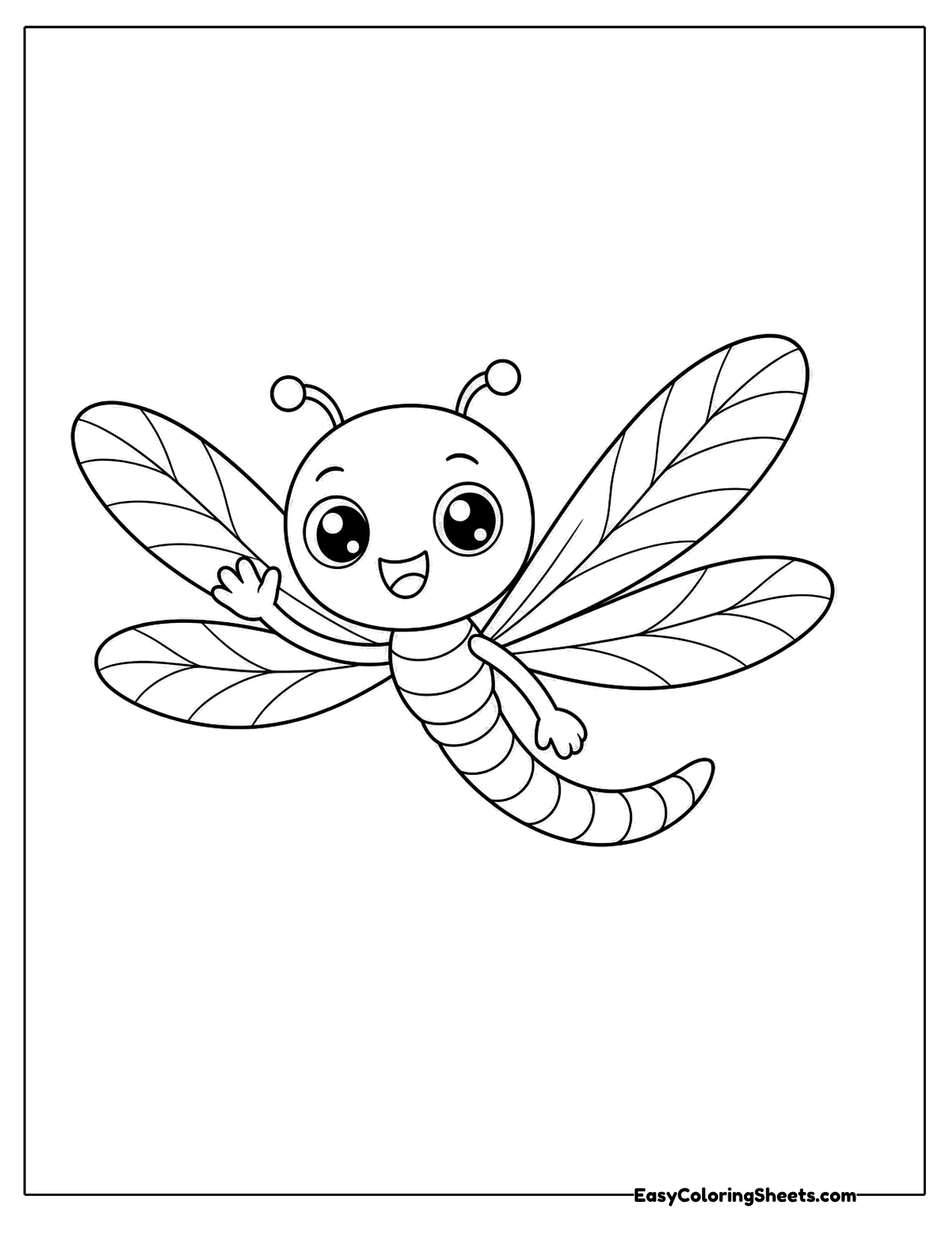 Cute dragonfly character with a smile