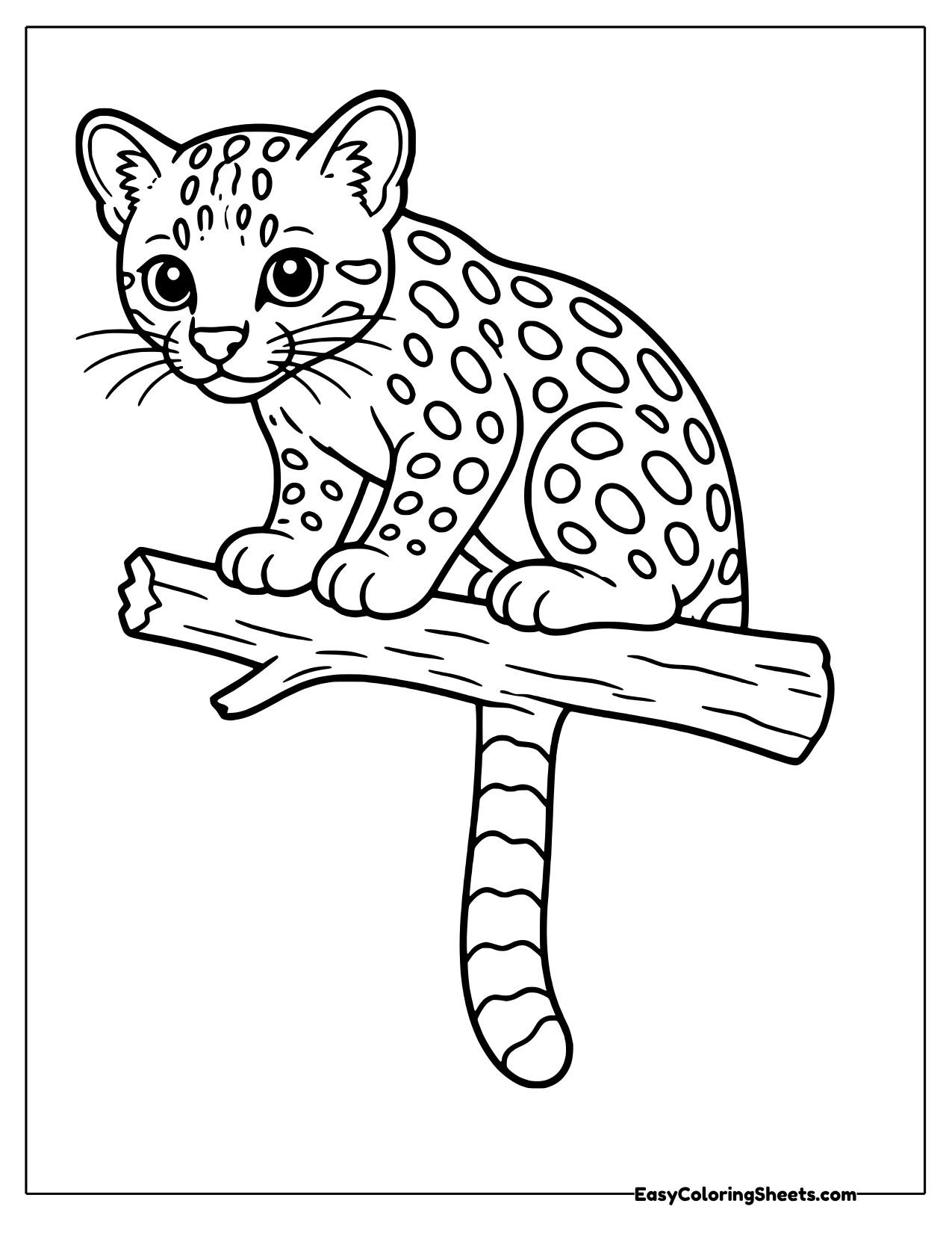Ocelot resting on a tree branch