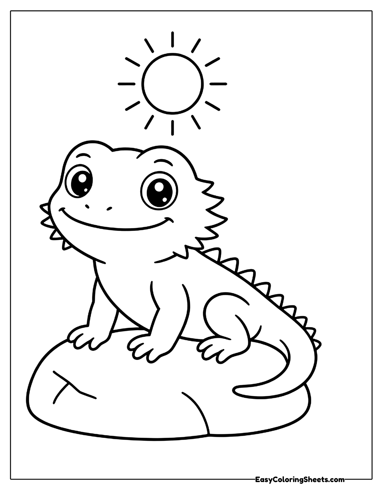 Easy bearded dragon on a rock