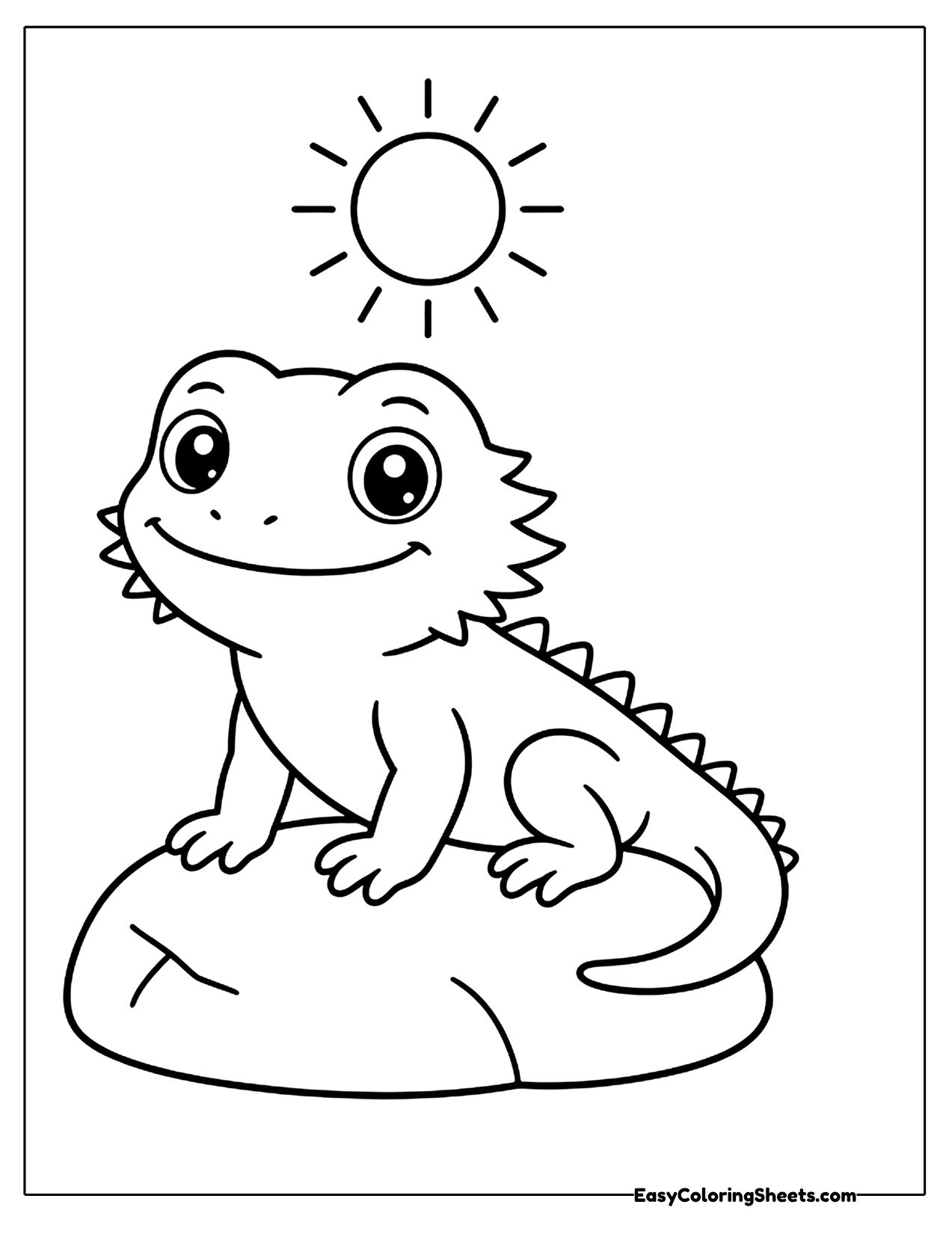 Easy bearded dragon on a rock