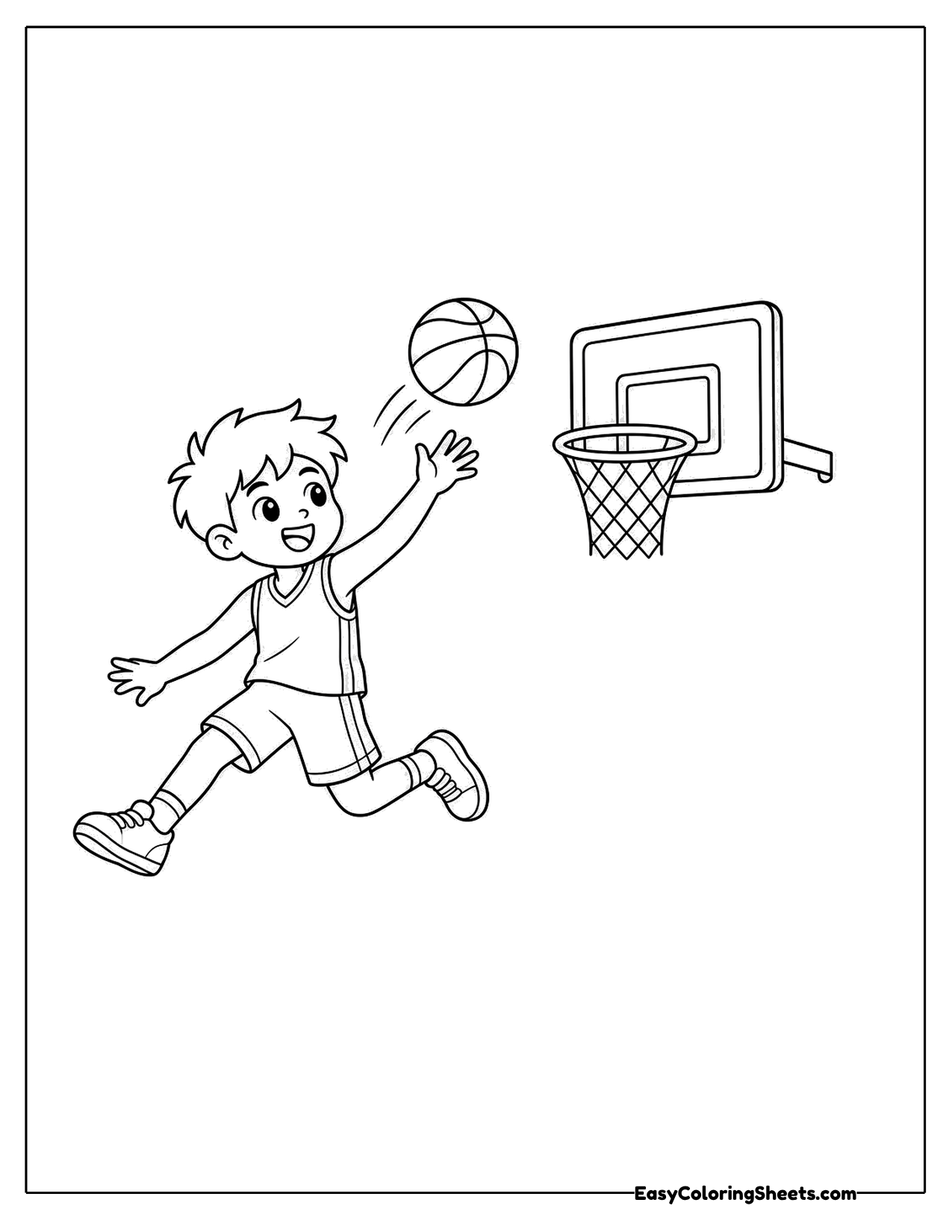 Boy making a trick shot basket