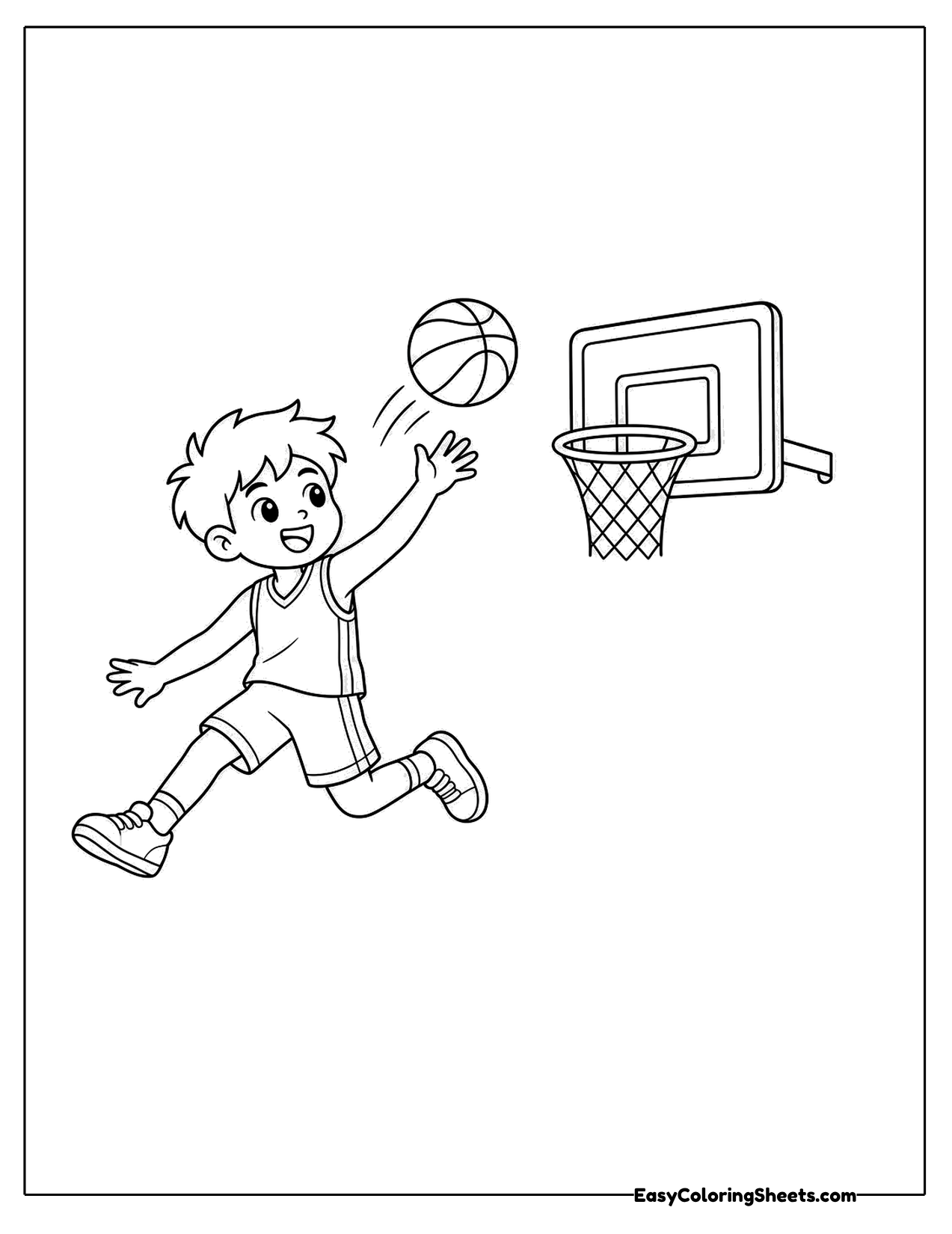 Boy making a trick shot basket