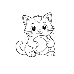 Cat Hugging Ball Coloring Sheet