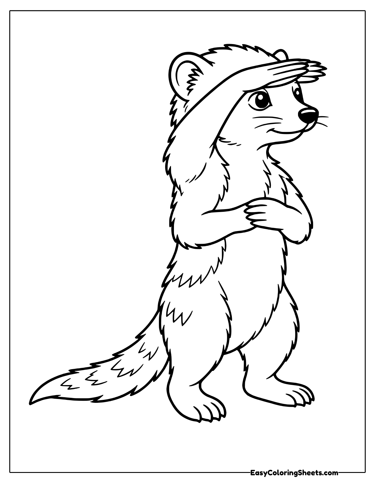 Mongoose shading its eyes with one paw