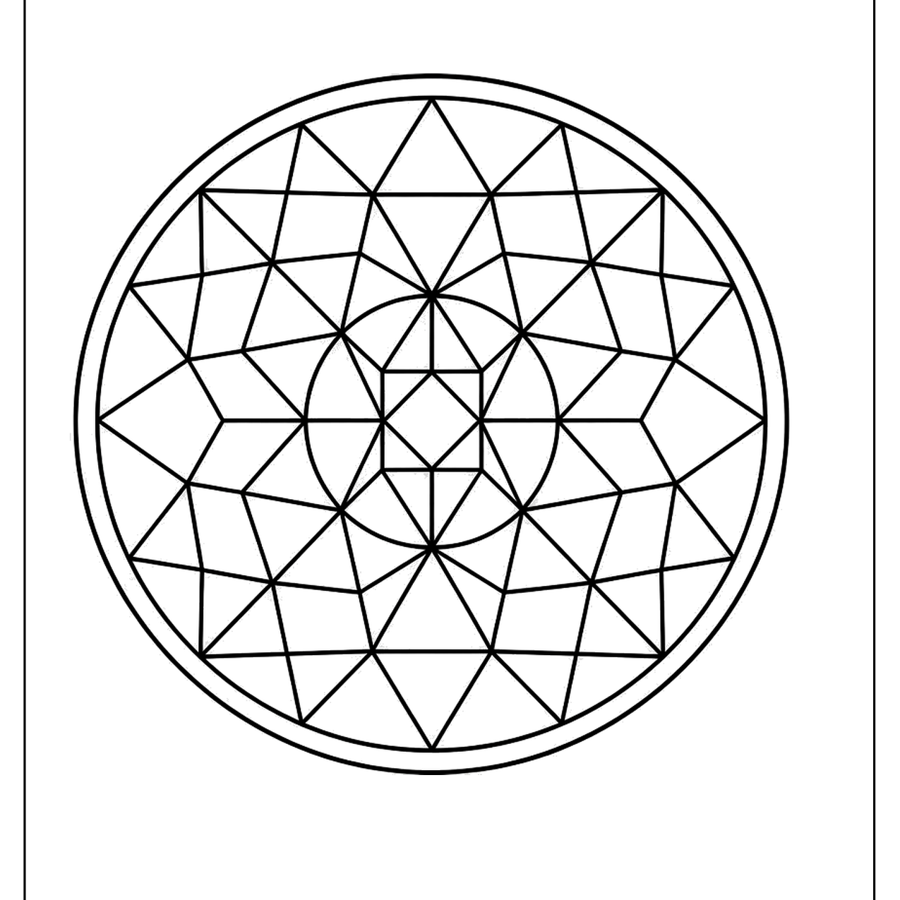 Round stained glass pattern with geometric shapes