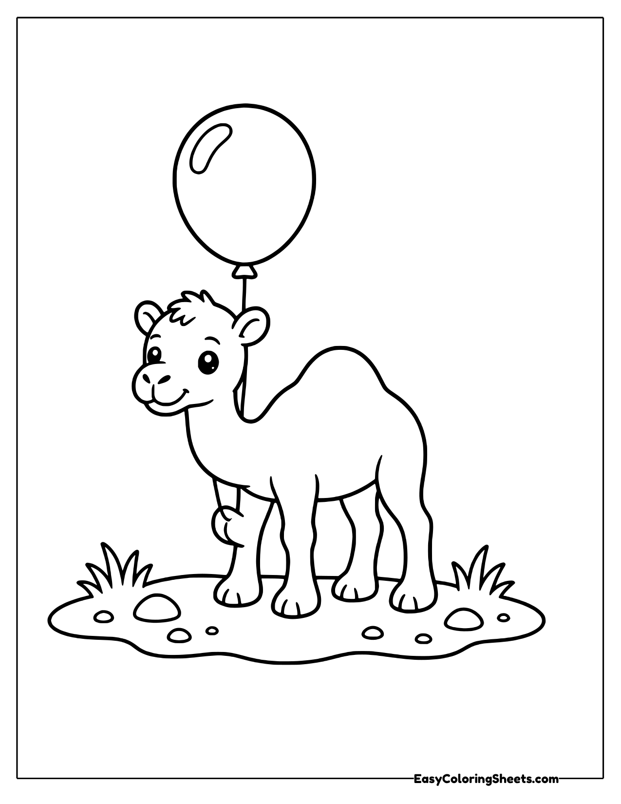 Camel holding a party balloon