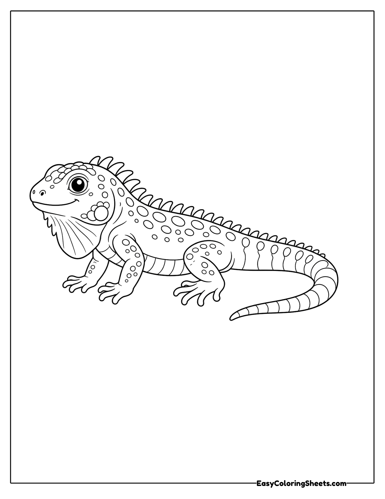 Detailed iguana walking with a spiny crest