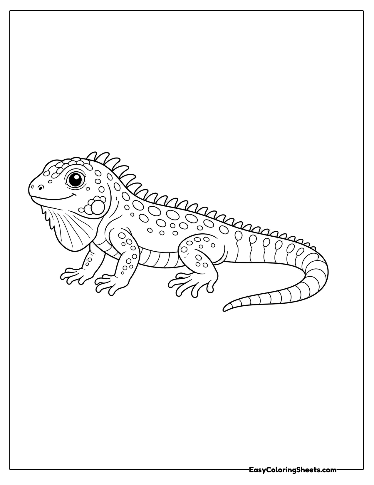 Detailed iguana walking with a spiny crest