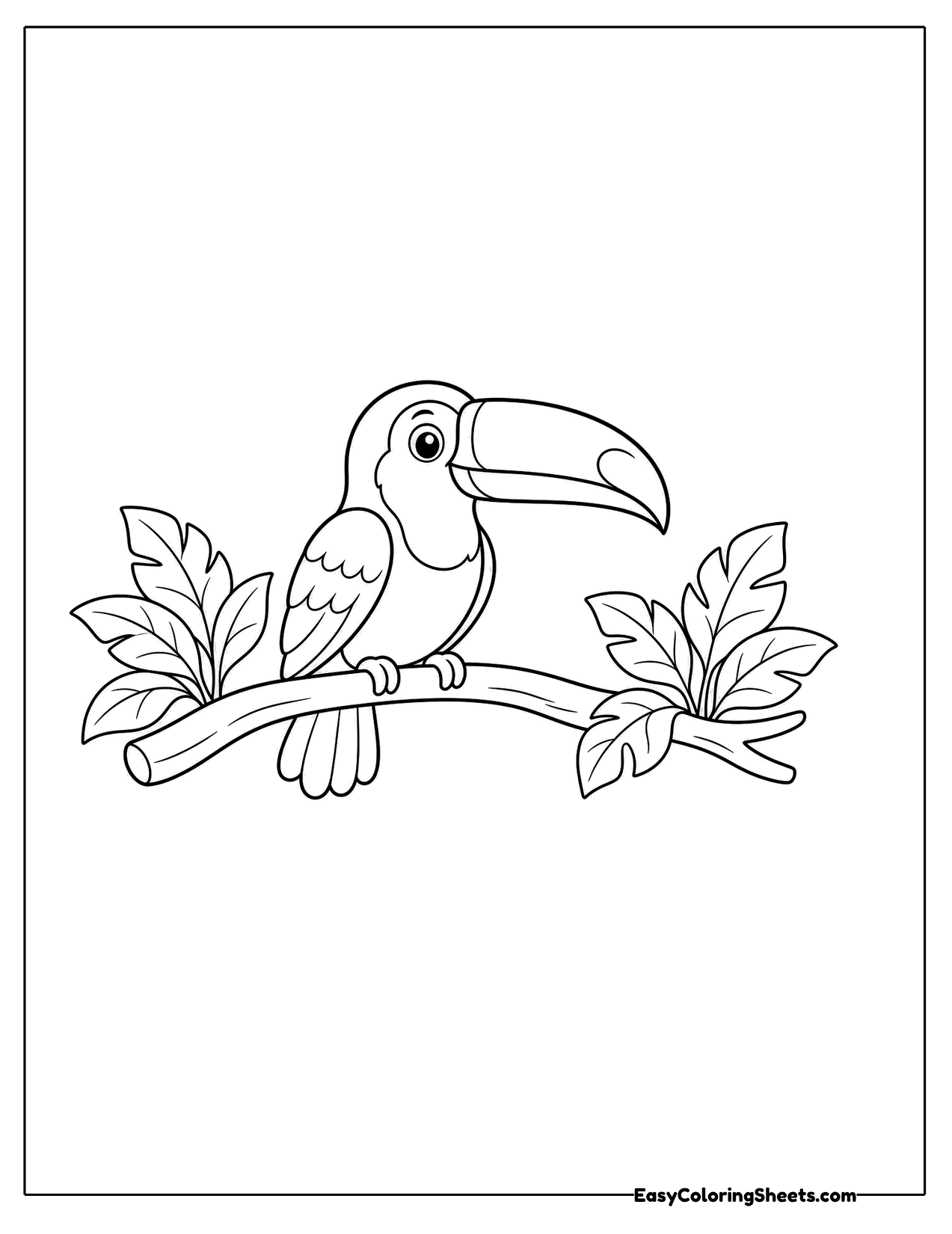 Toucan perched on a leafy branch