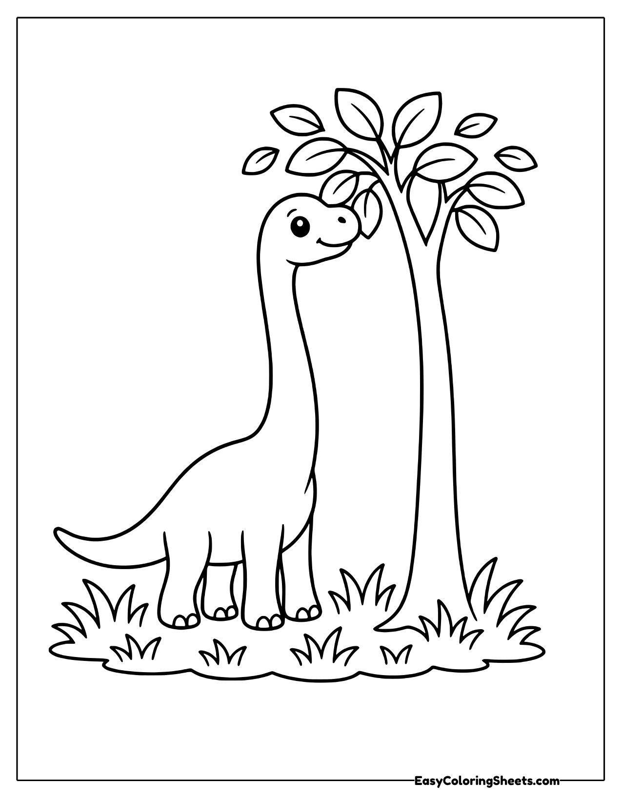 Long neck dinosaur eating from a tall tree