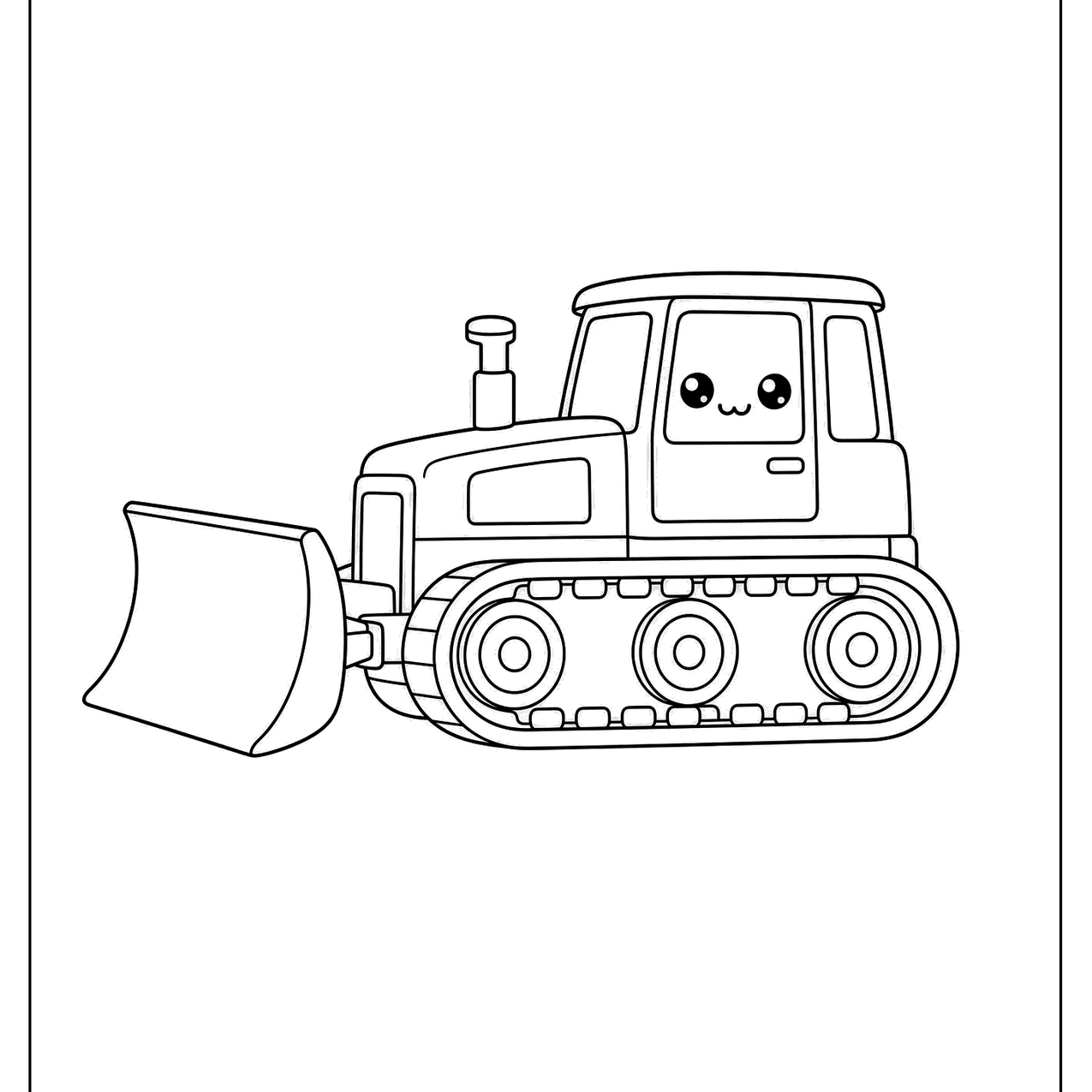 Smiling bulldozer with a wide blade