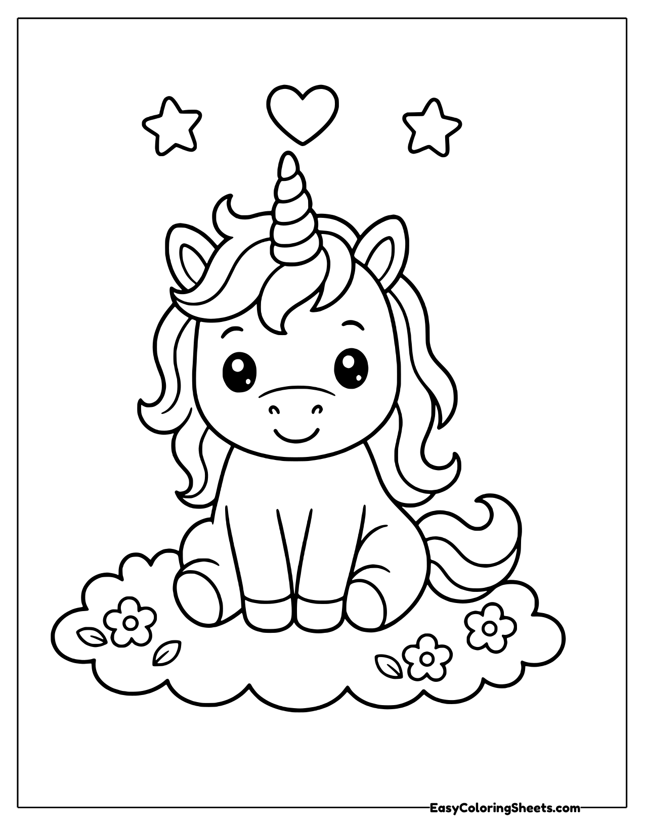 Unicorn sitting upright with its horn raised