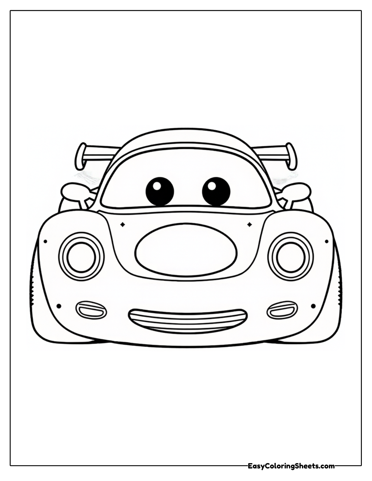 Front view race car with a rear spoiler
