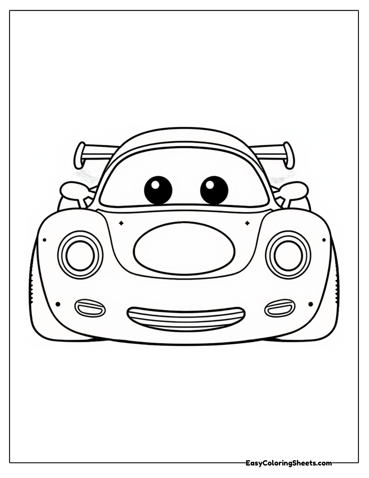 Front view race car with a rear spoiler
