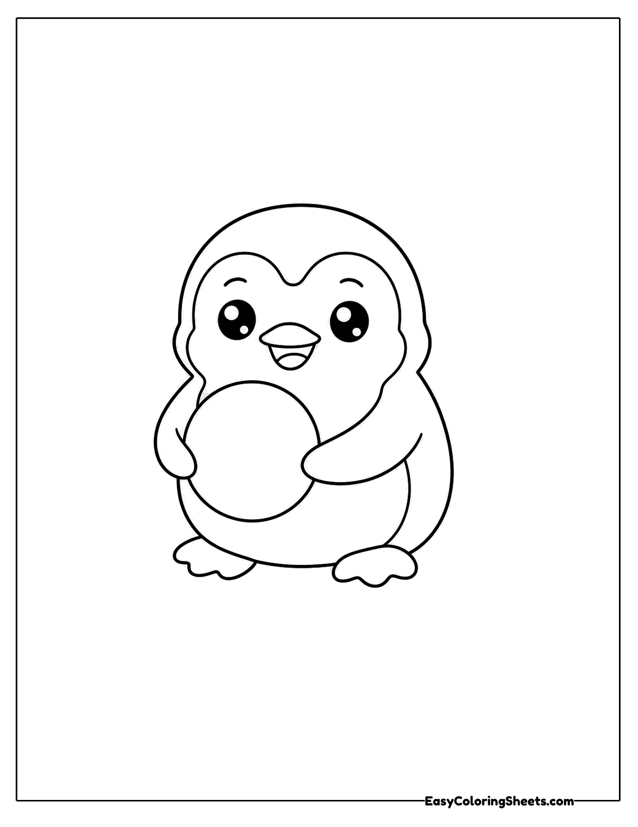 Penguin holding a ball