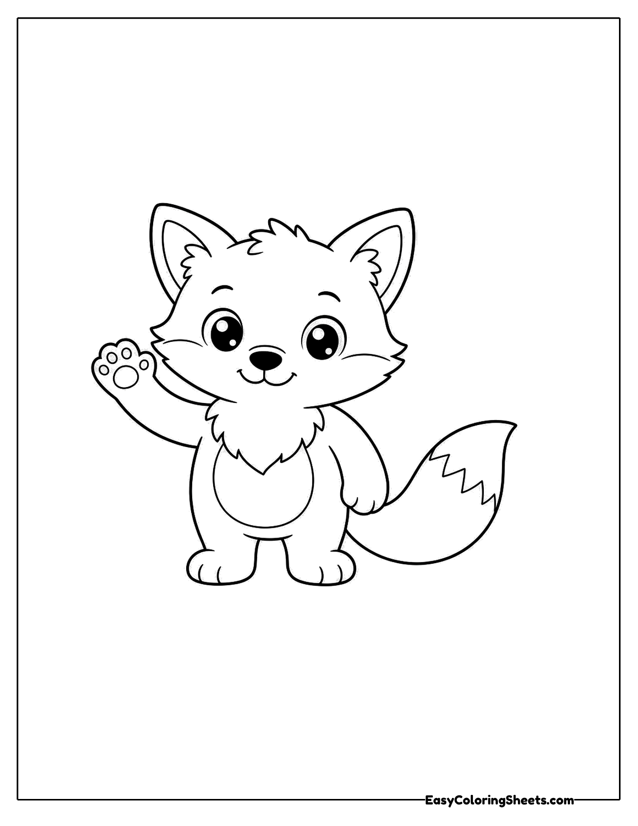 Fox standing on two legs and waving one paw hello