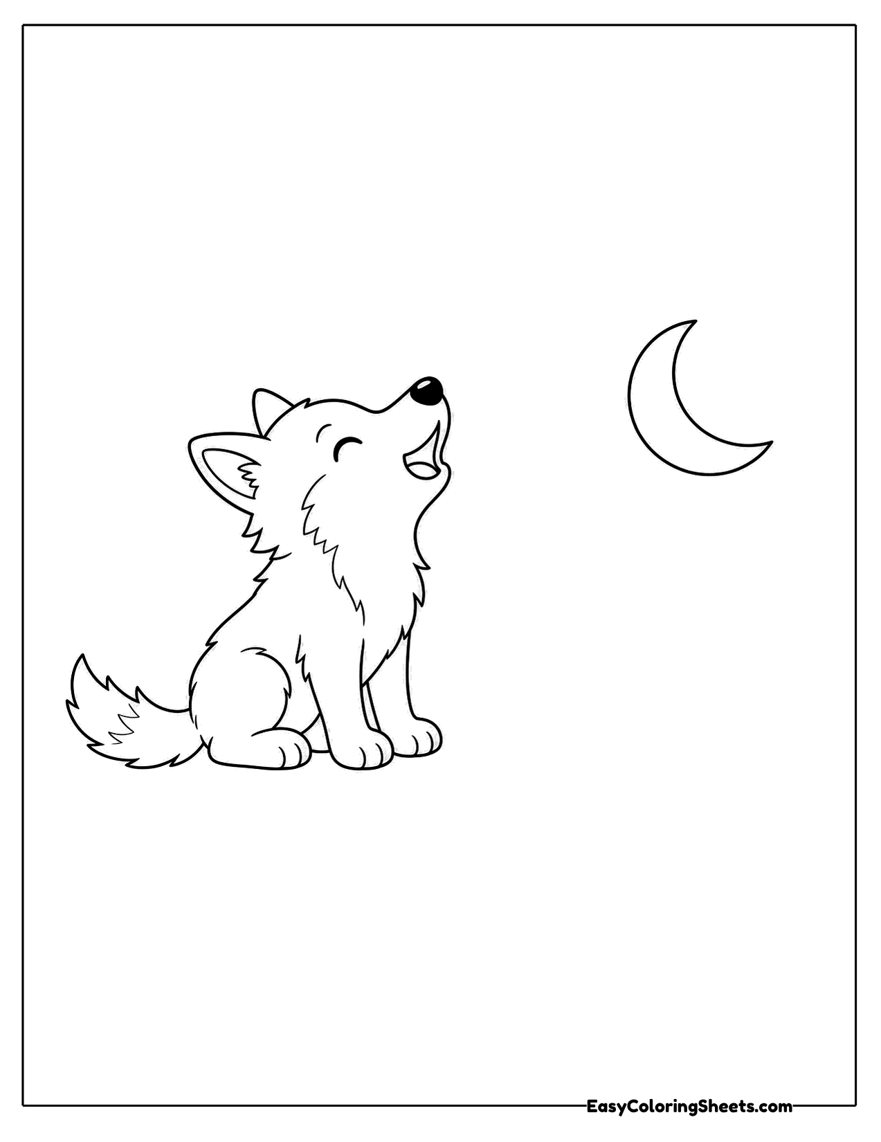 Small wolf howling at the moon