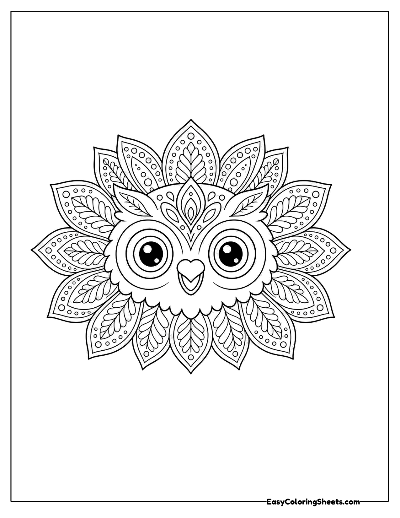 Mandala with an owl face at its center