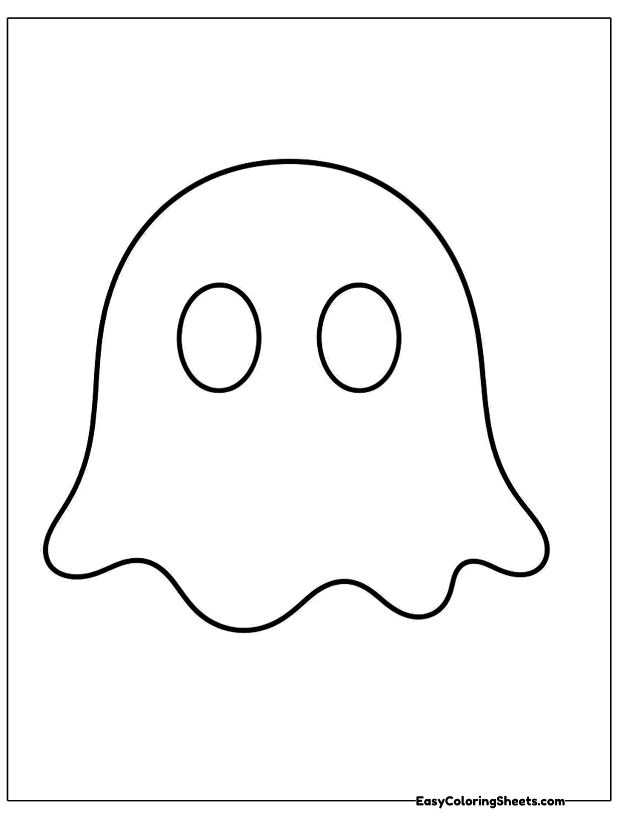 A classic ghost shape with two empty oval eyes and a wavy hem, and nothing else inside.