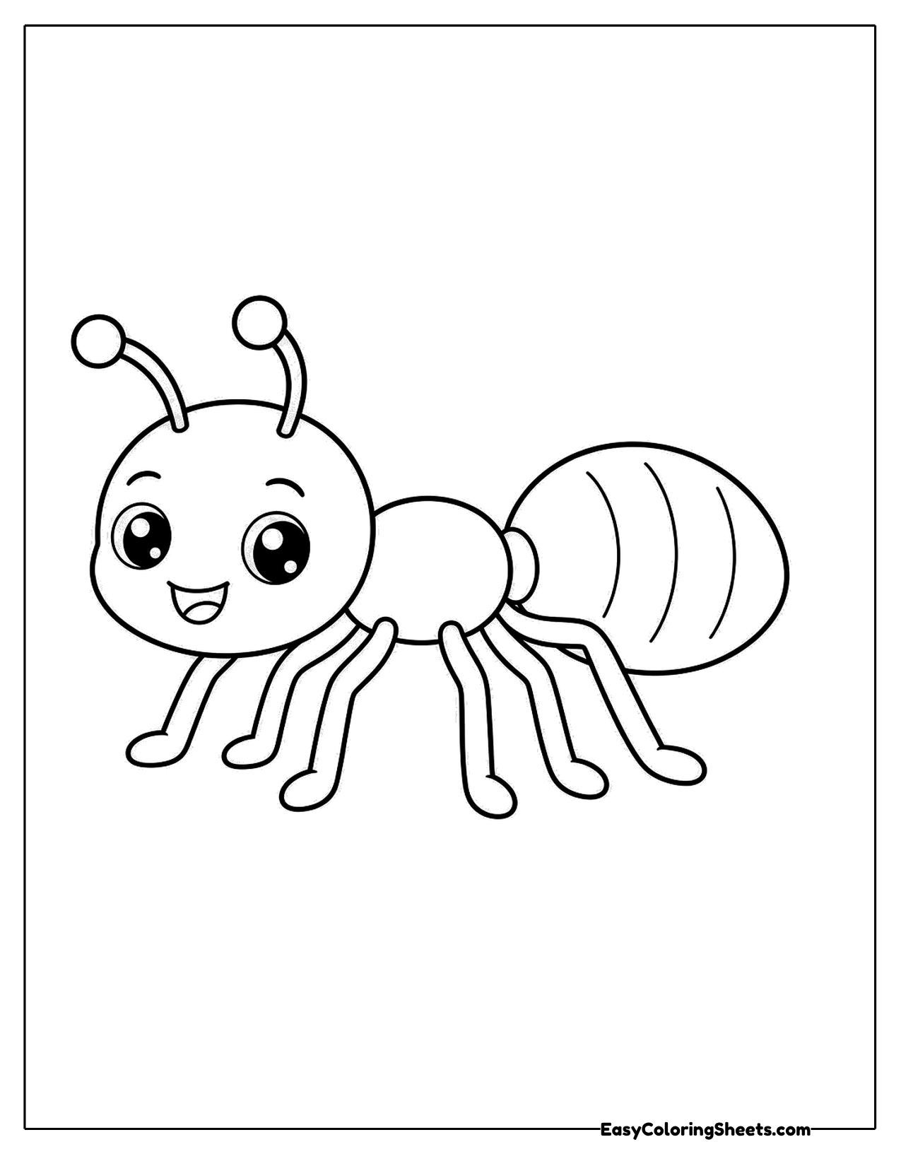 Smiling ant with a striped abdomen