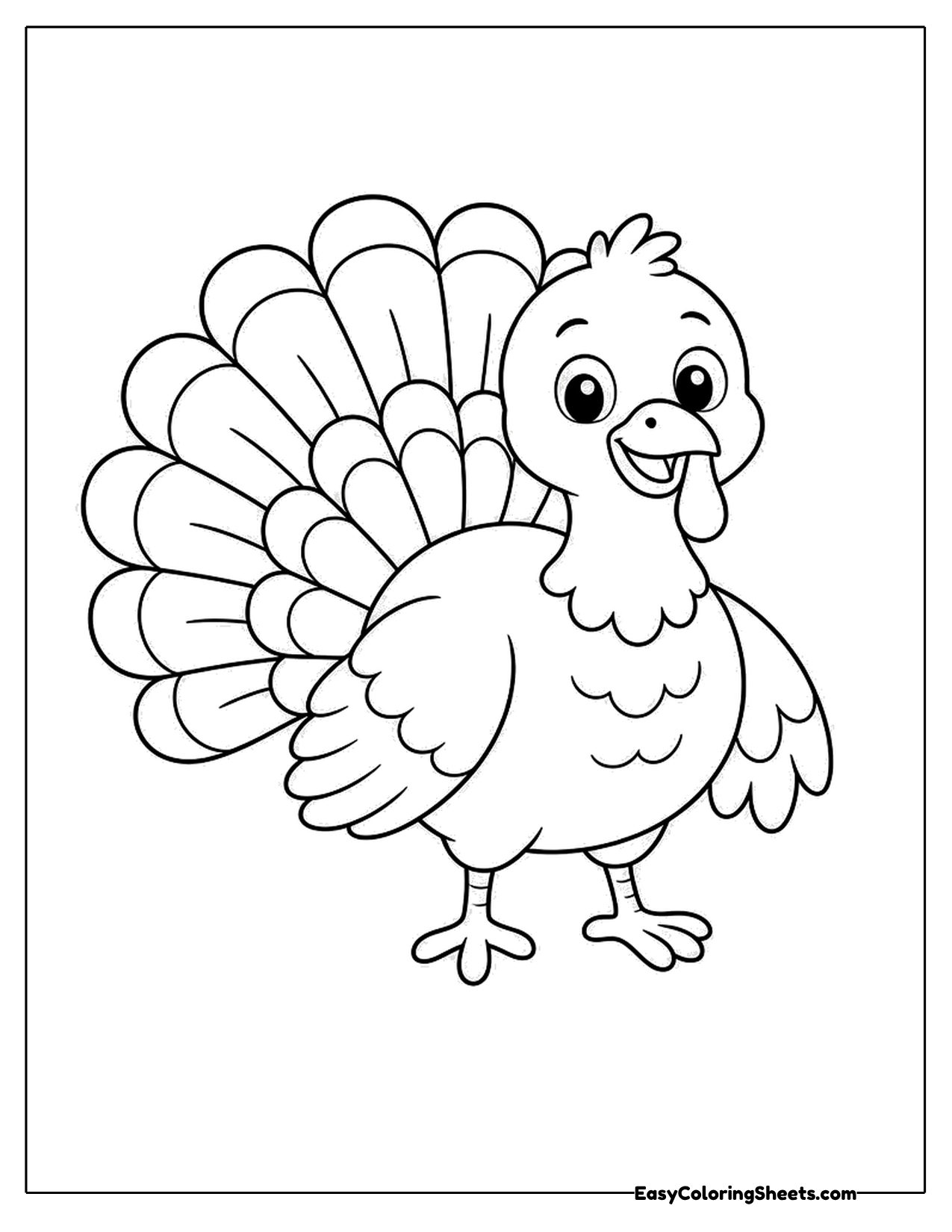 Cartoon turkey with a wide feather fan