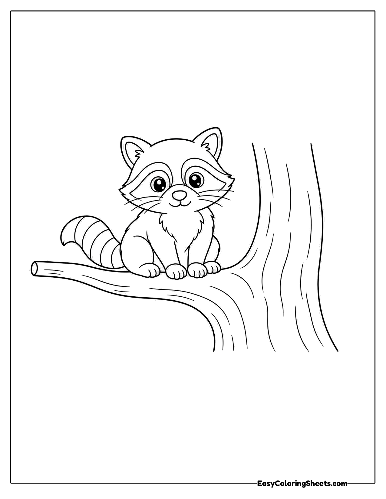 Raccoon resting on a tree branch