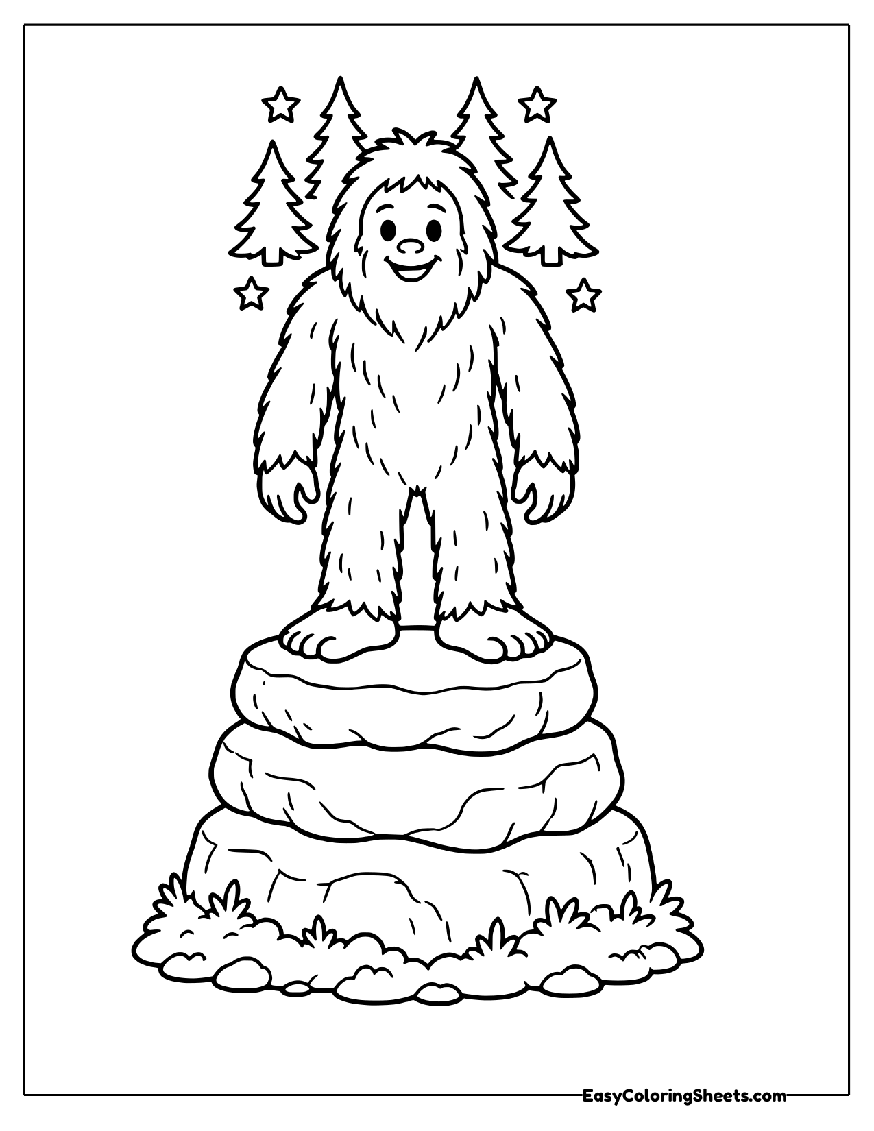 Bigfoot standing on a rock pedestal