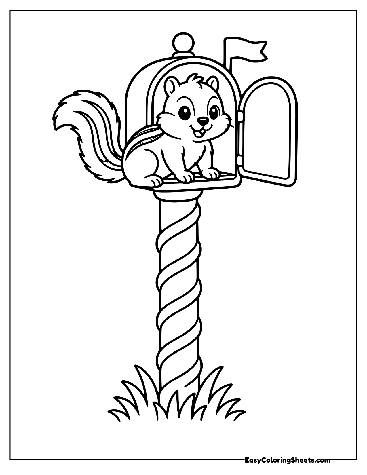 Chipmunk sitting on an open mailbox