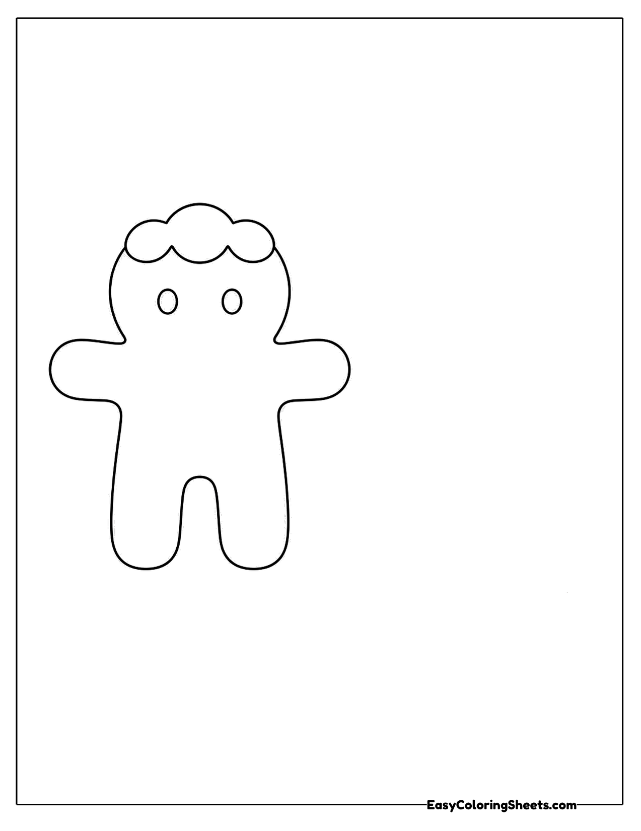 Tiny plain gingerbread cookie outline with icing on its head