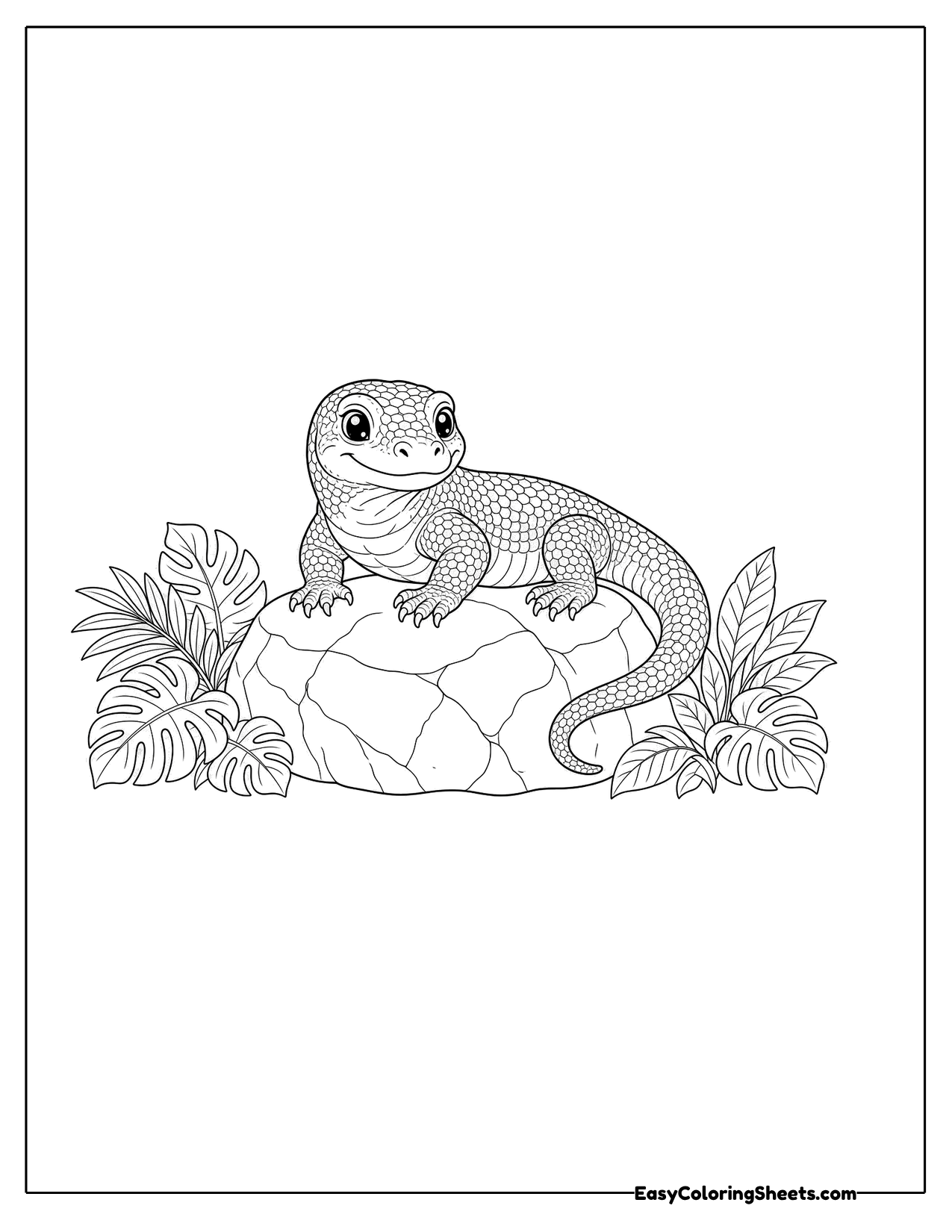 Komodo dragon resting on a rock