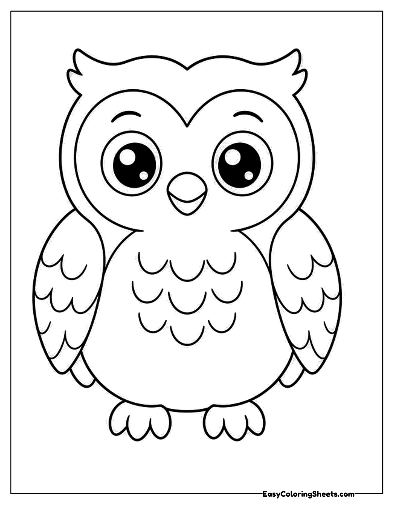 Cute owl with big round eyes