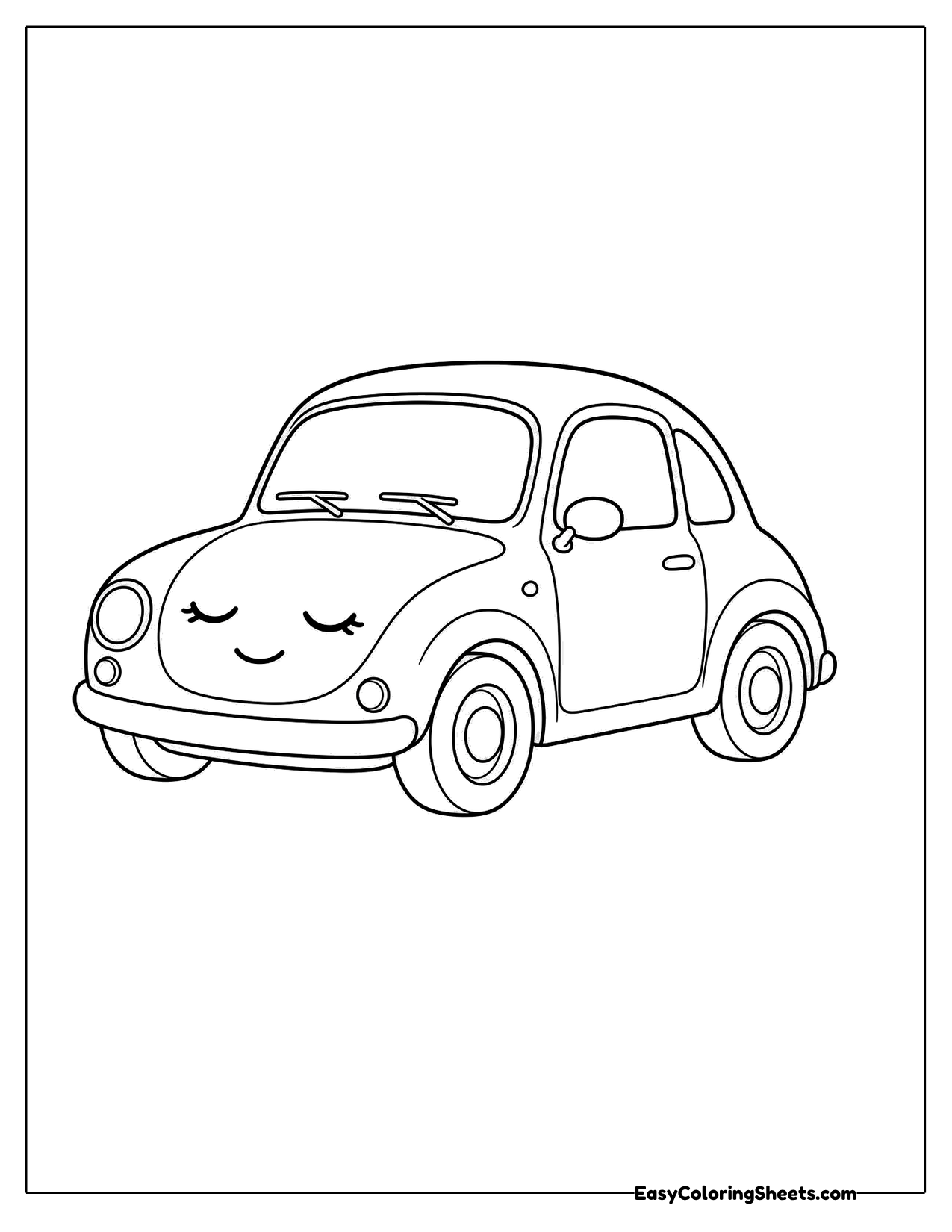 Sleepy car with closed eyes and a calm smile