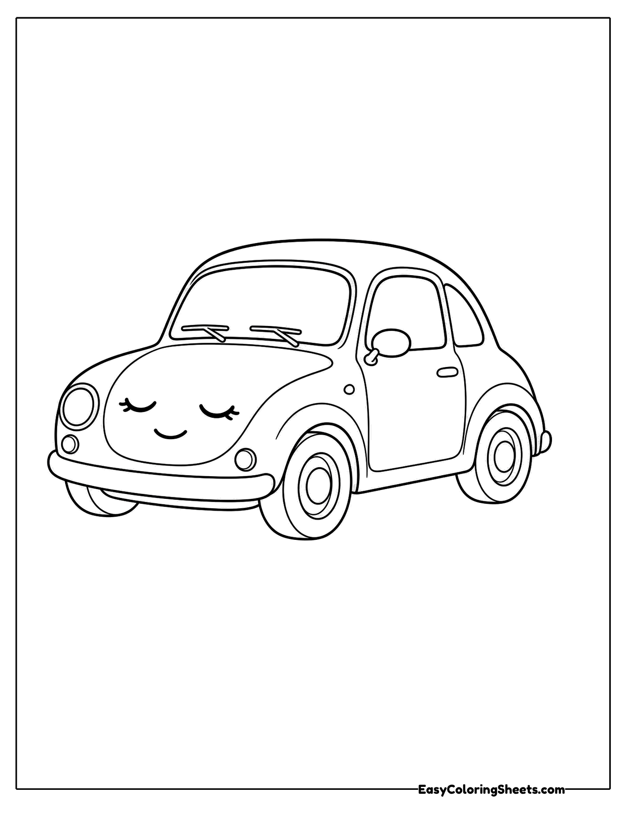 Sleepy car with closed eyes and a calm smile