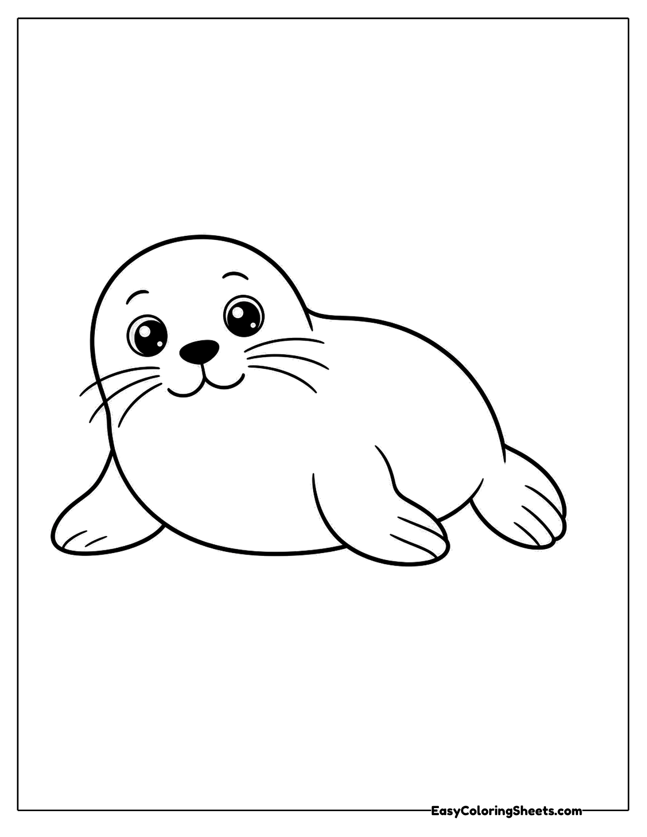 Smiling seal resting on its side