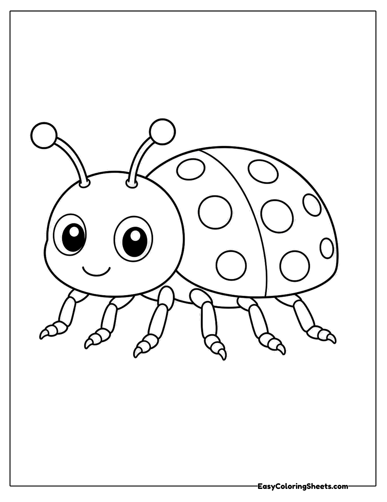 Cute ladybug walking with a spotted shell