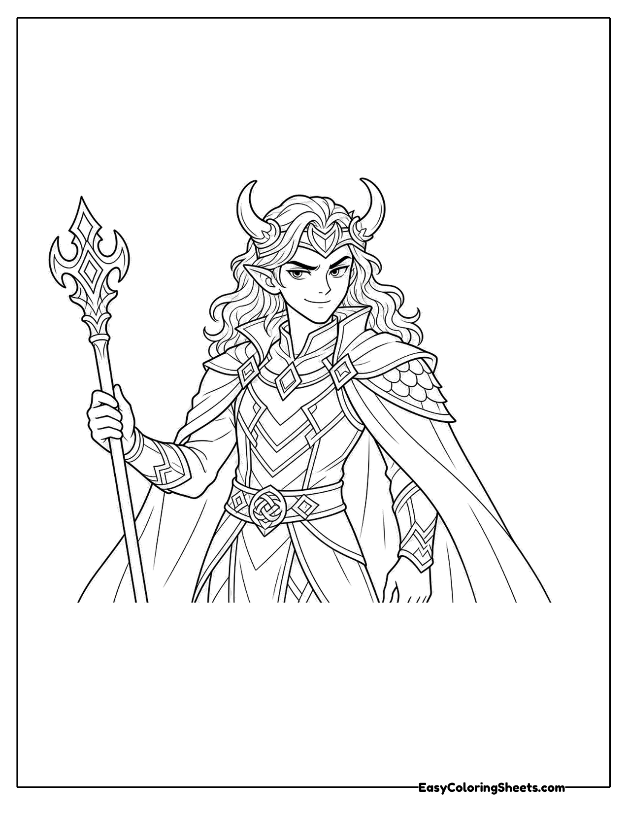 Horned prince holding a tall golden staff