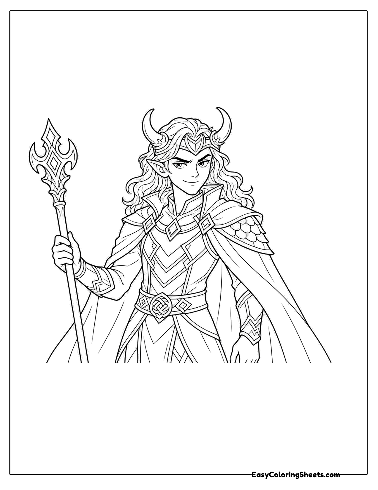 Horned prince holding a tall golden staff