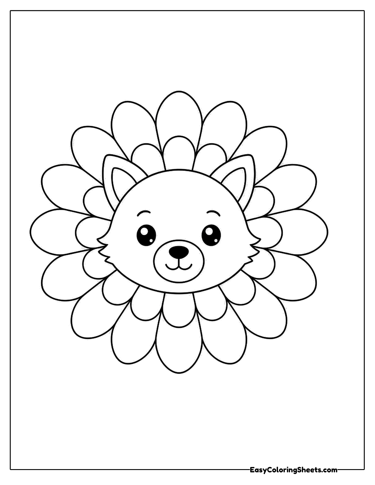 Easy flower mandala with a bear face