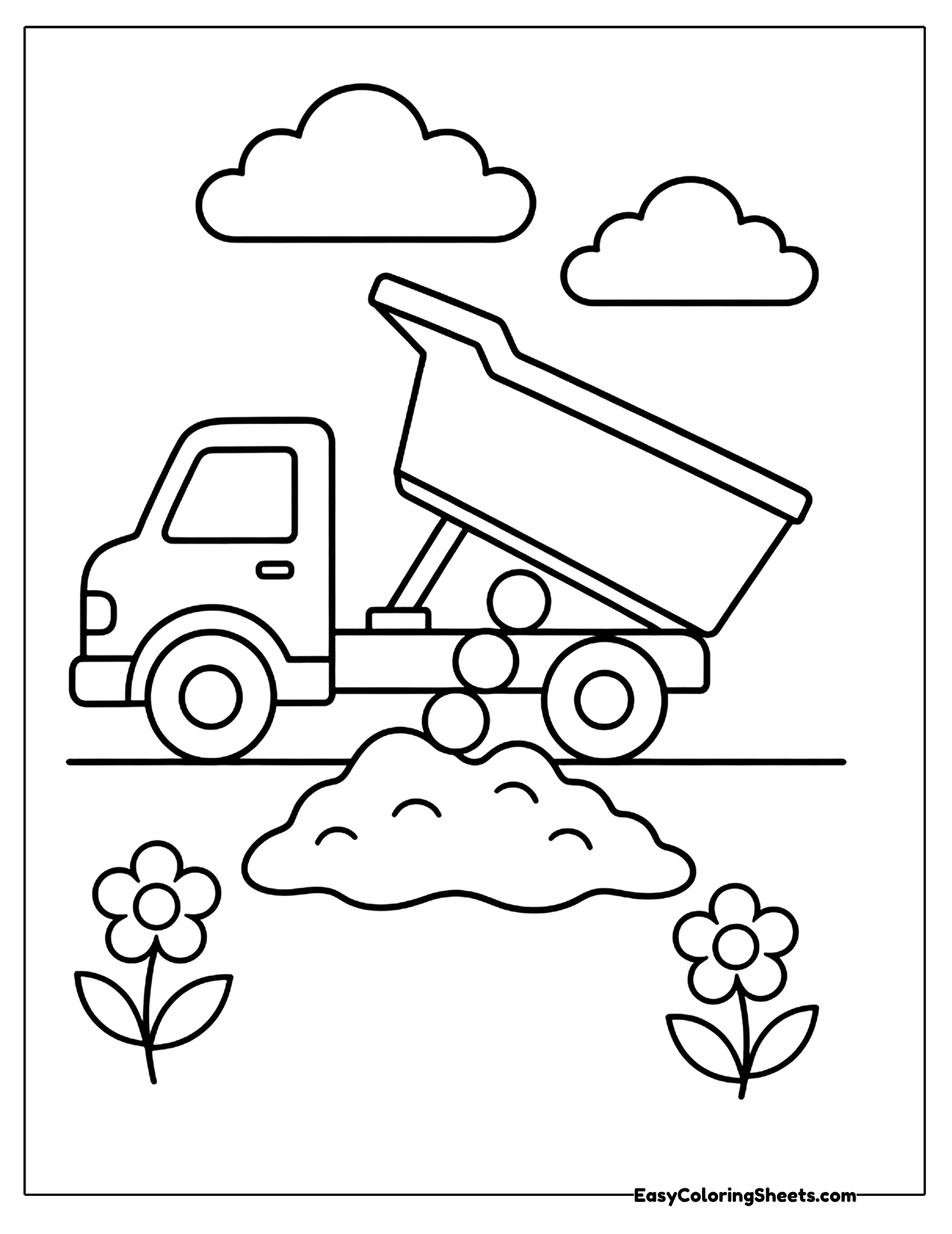 Easy big dump truck pouring sand