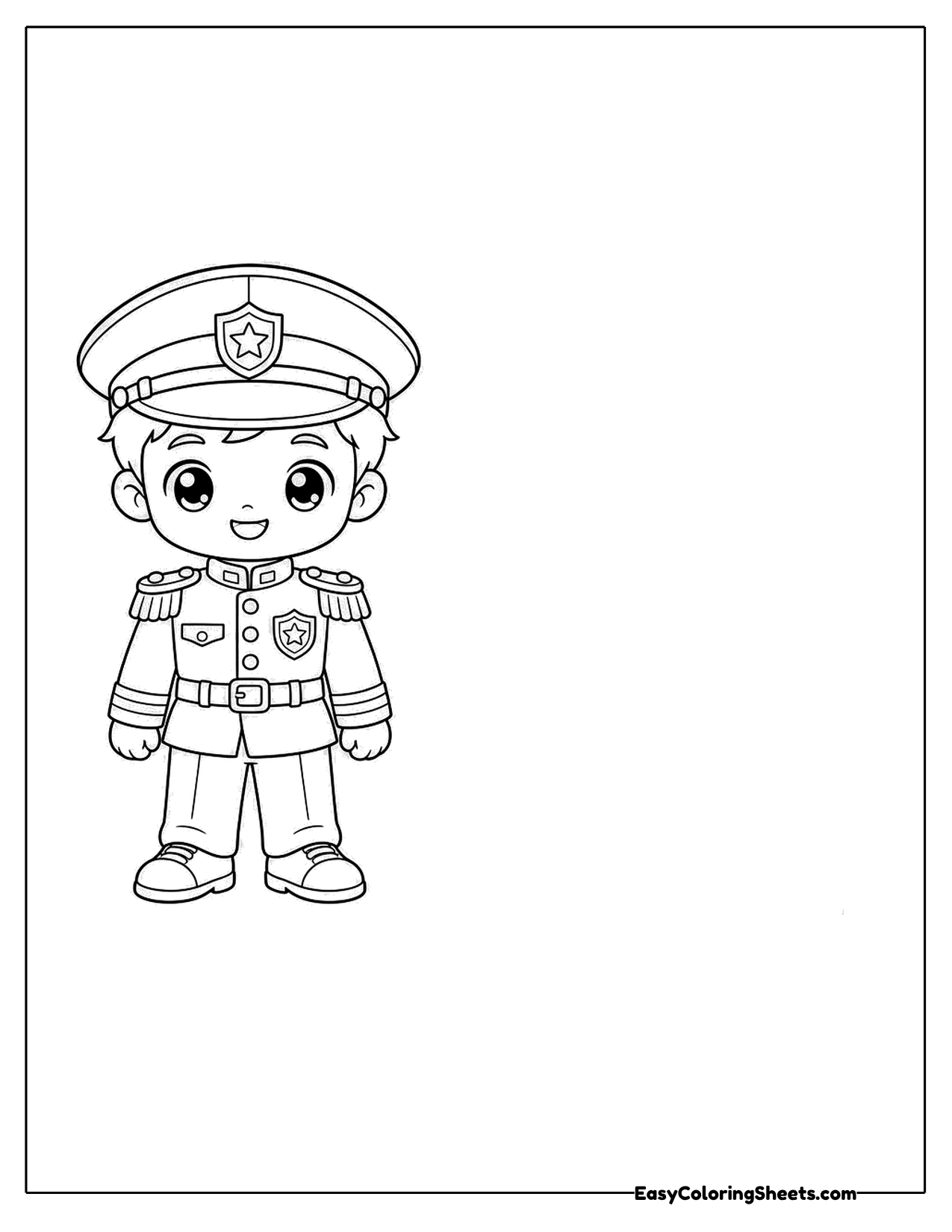 Cartoon soldier in a dress uniform and cap