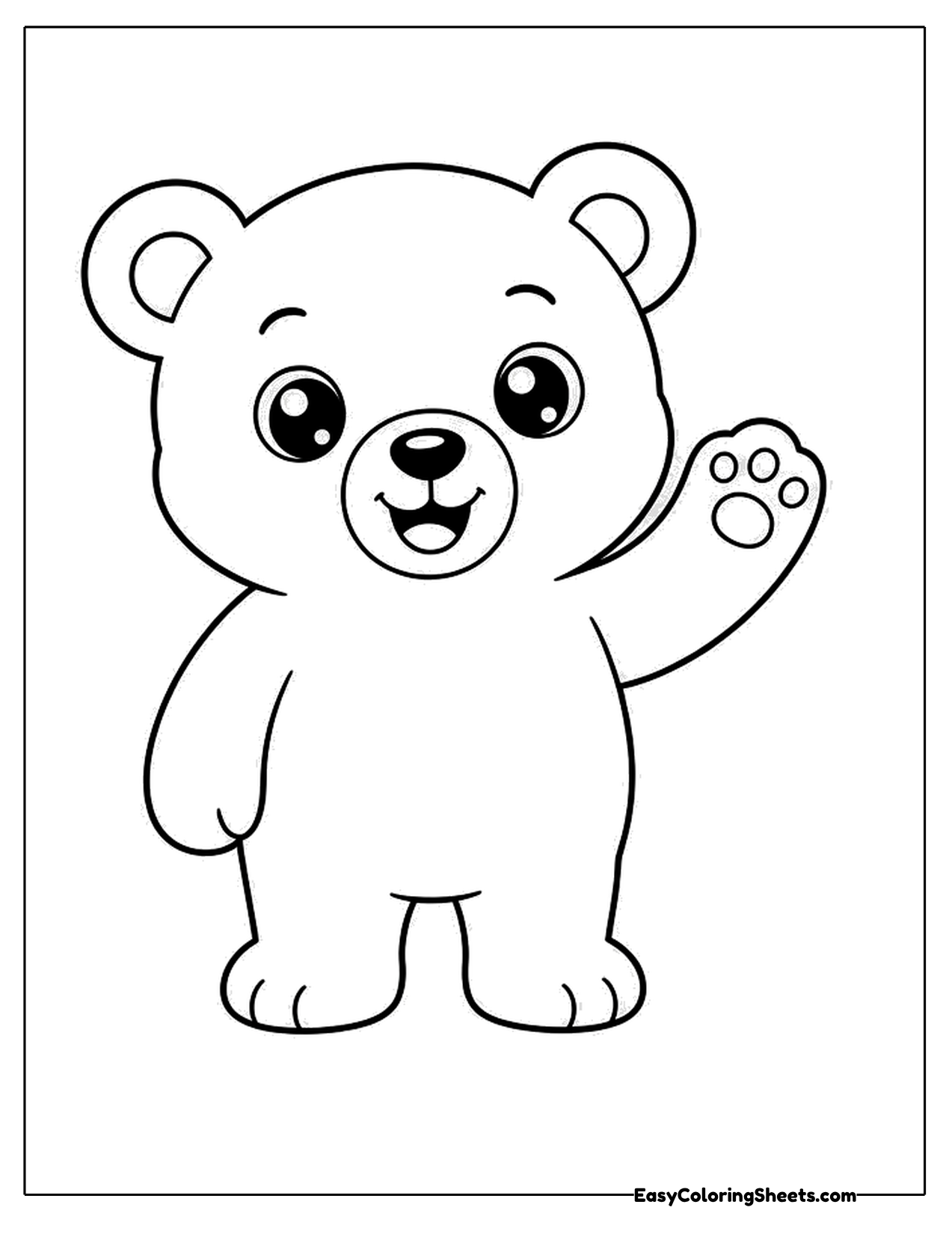 Polar bear character waving