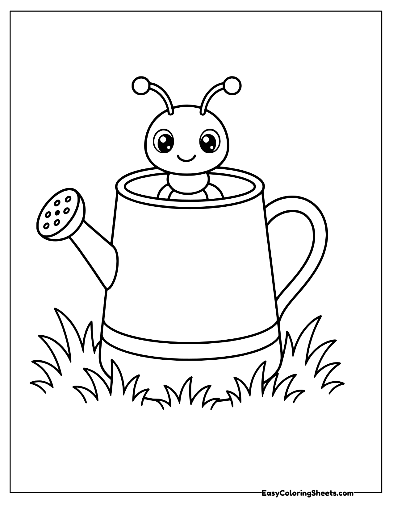 Ant peeking out of a watering can
